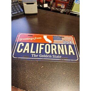California The Golden State Metal Tin License Plate 6" x 12" Auto Decor Sign
